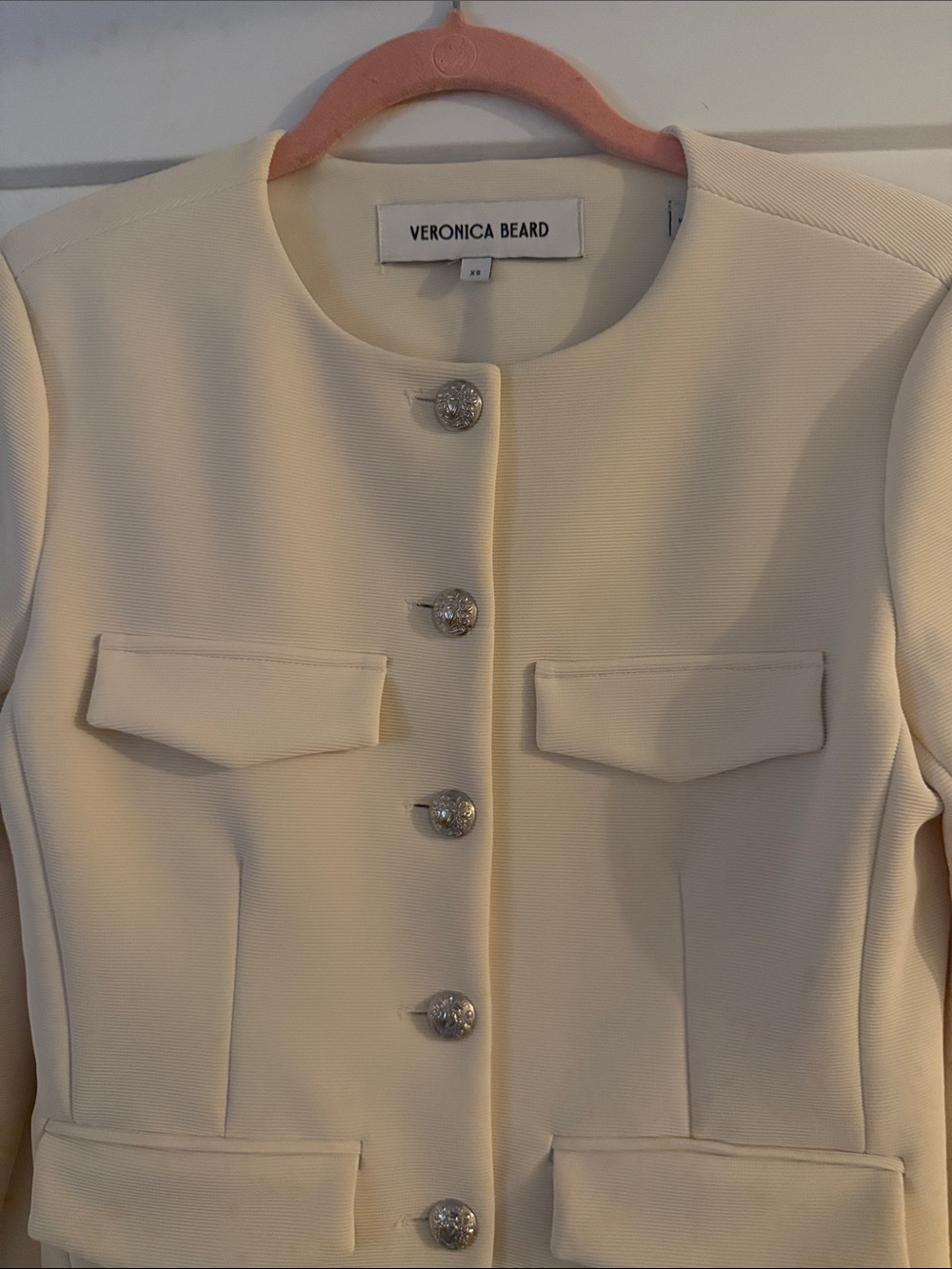 Veronica Beard Cream Button-Front Blazer in cream XS